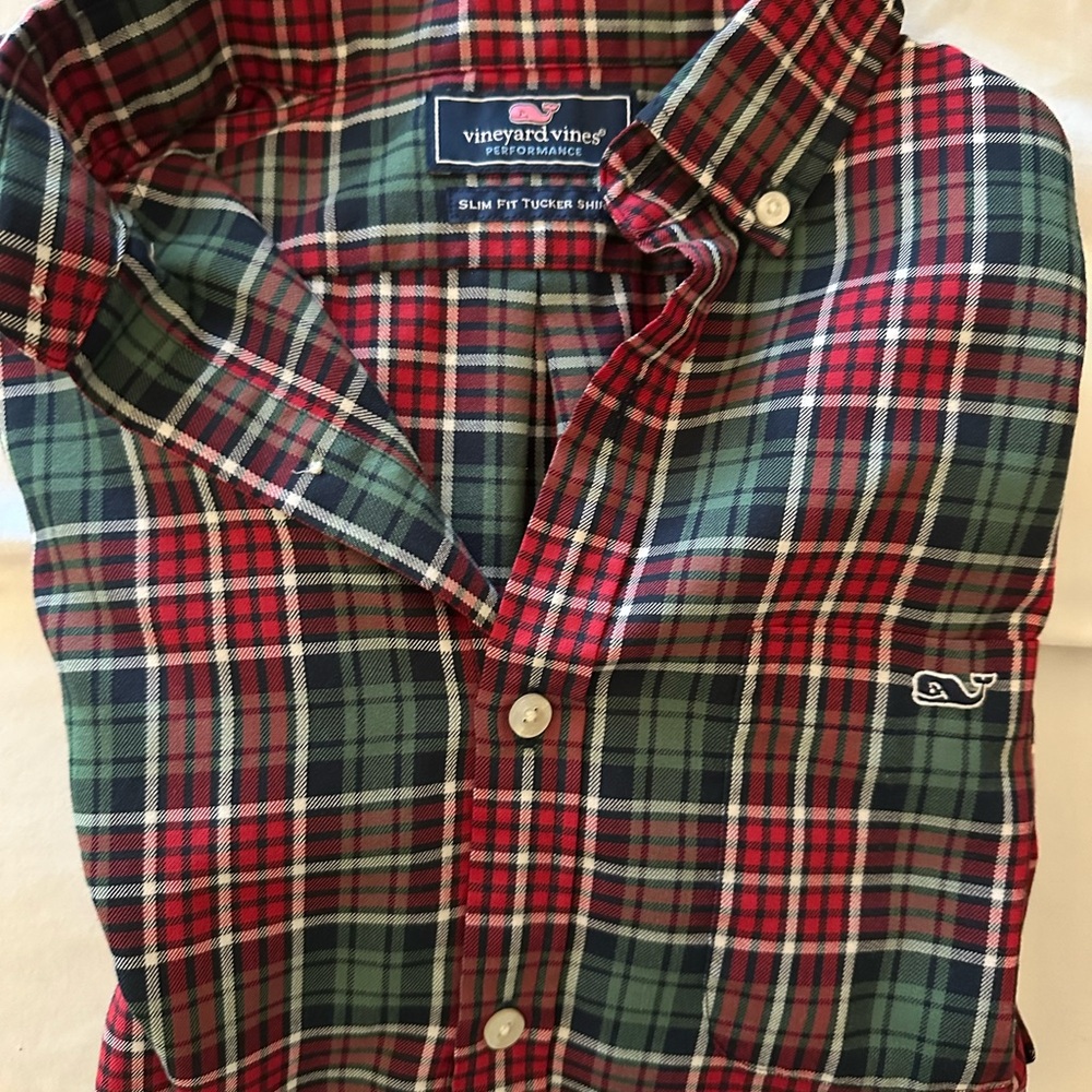 Vineyard Vines Deep Red Plaid Flannel Shirt